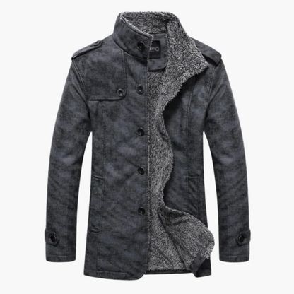 Jacket Men Structured Fit Fleece Lined Double Breasted Urban Style
