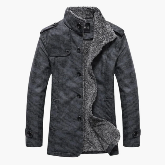 Men’s jacket - structured fit fleece lined double breasted urban style