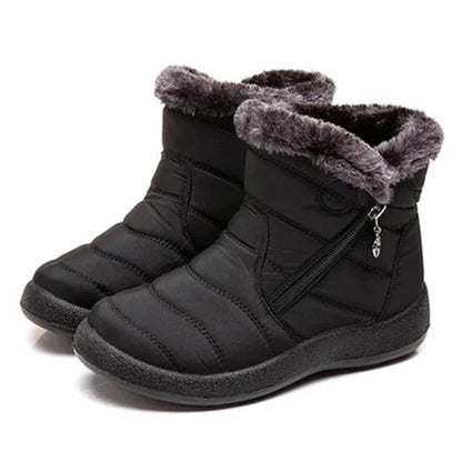 Ankle Boots Women Quilted Water-Resistant Faux Fur Lining Zip Closure Non-Slip Sole