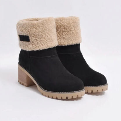 Ankle Boots Women Warm Shearling Lined Chunky Heel Design