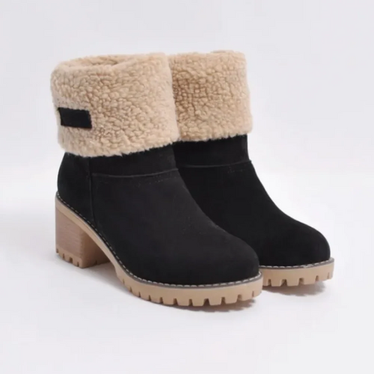 Ankle Boots Women Warm Shearling Lined Chunky Heel Design