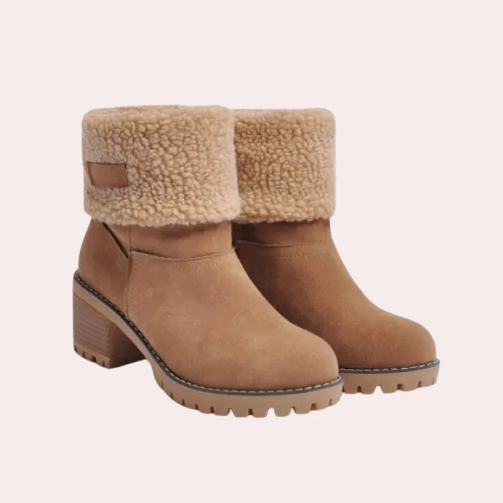 Ankle Boots Women Warm Shearling Lined Chunky Heel Design