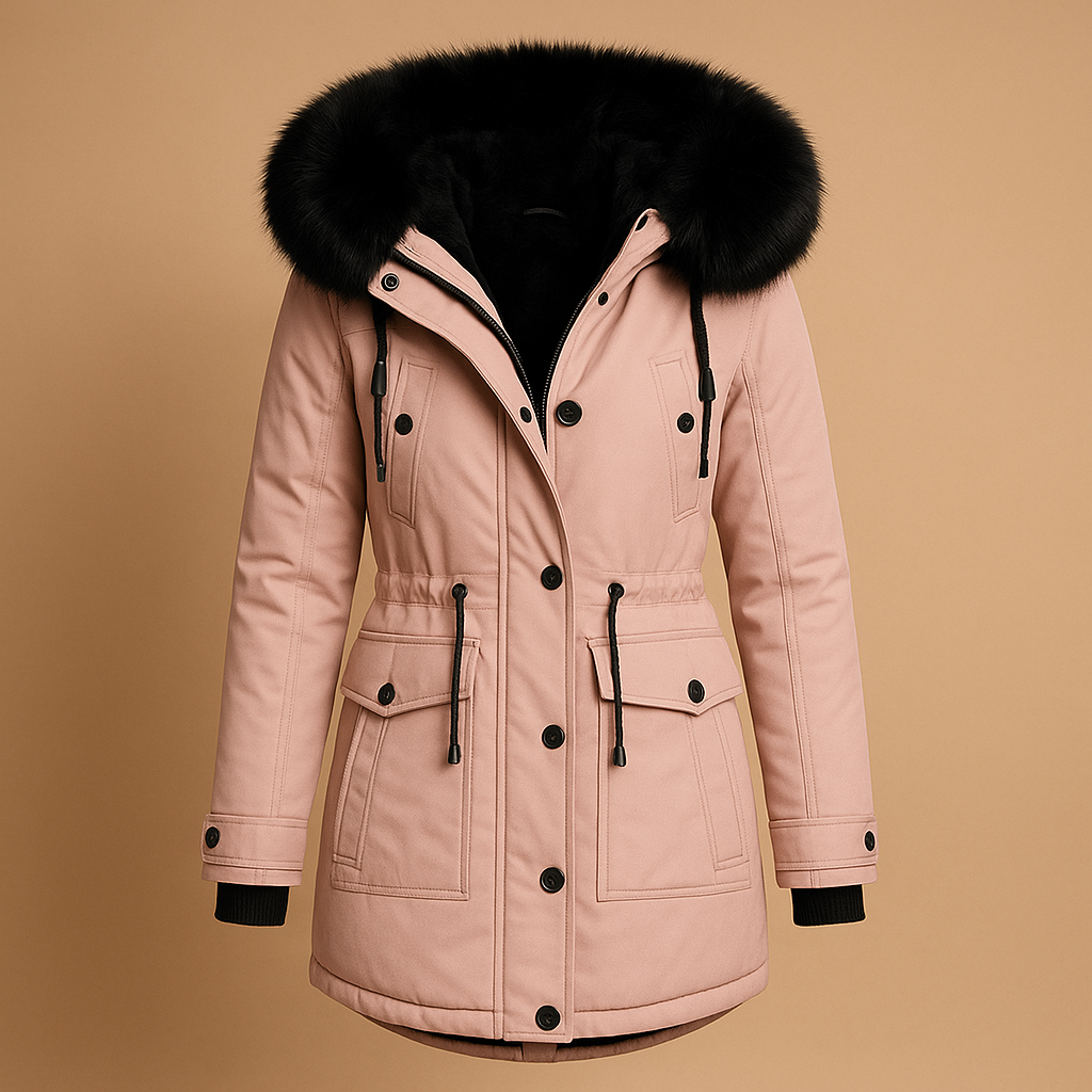 Coat Women Long Waterproof Winter Style with Fur Collar