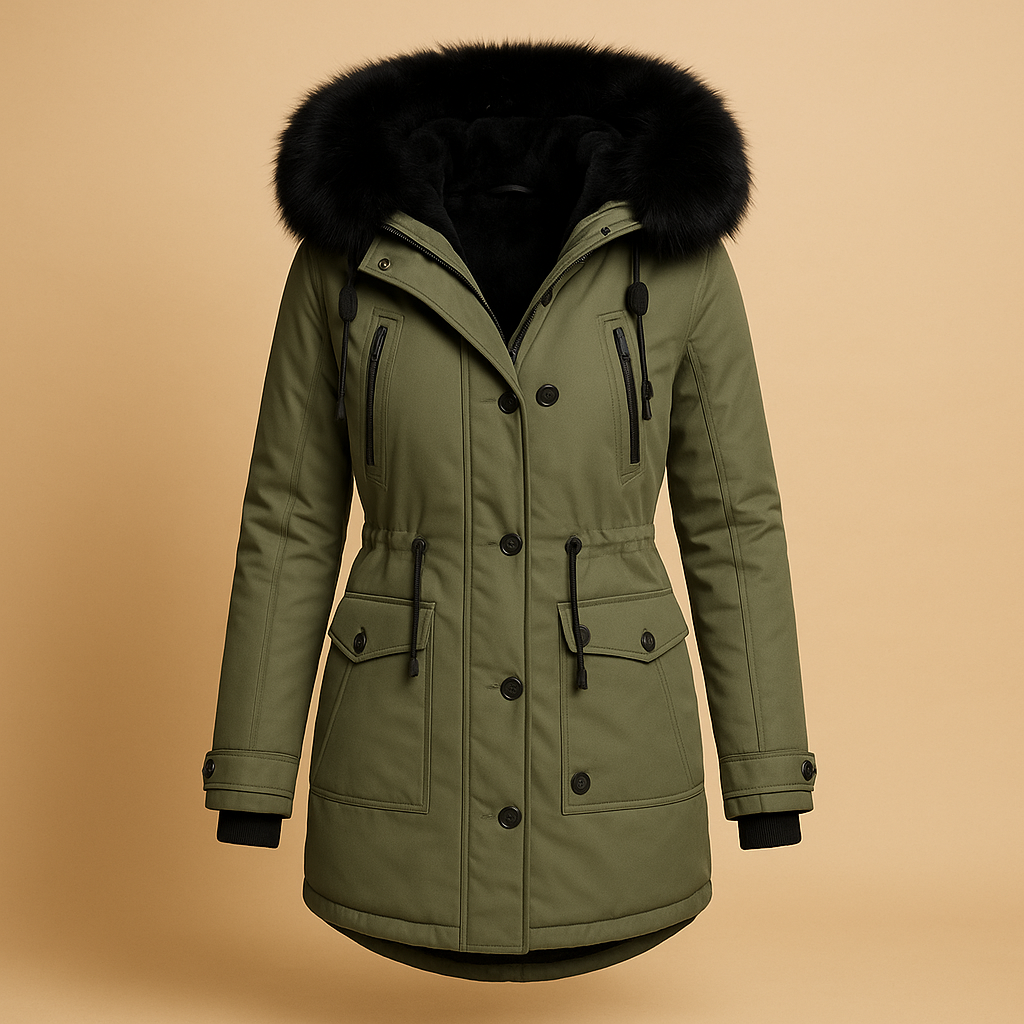 Coat Women Long Waterproof Winter Style with Fur Collar