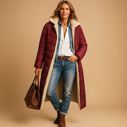 Long Winter Coat Women Elegant Warm Full-Length Fit