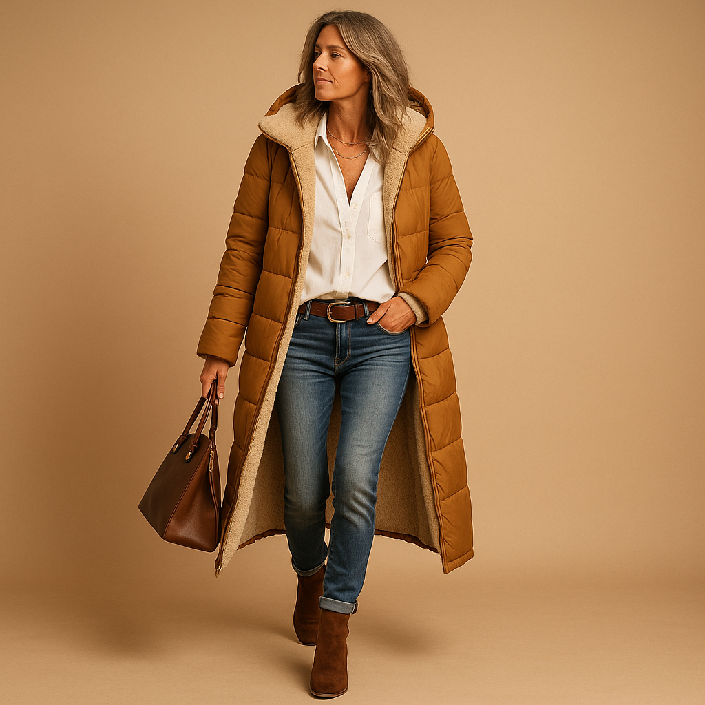 Long Winter Coat Women Elegant Warm Full-Length Fit