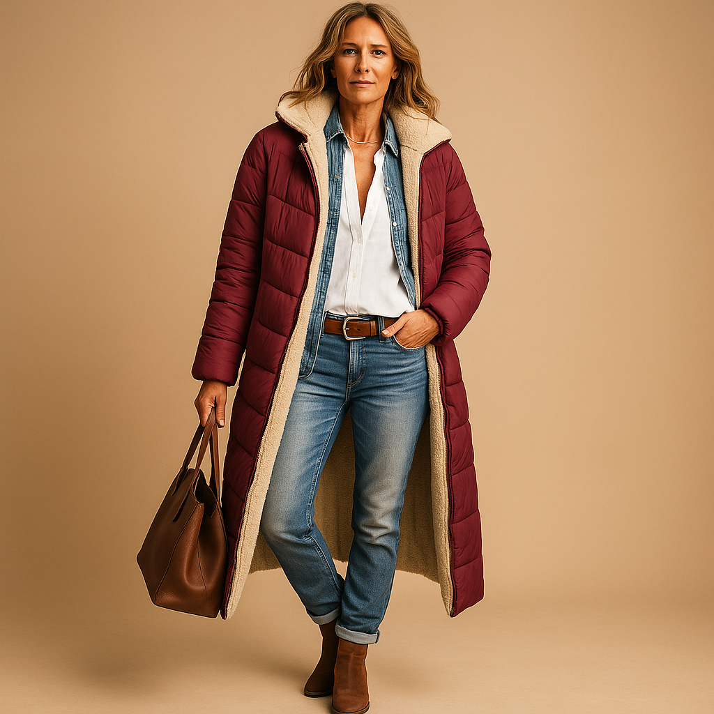 Long Winter Coat Women Elegant Warm Full-Length Fit