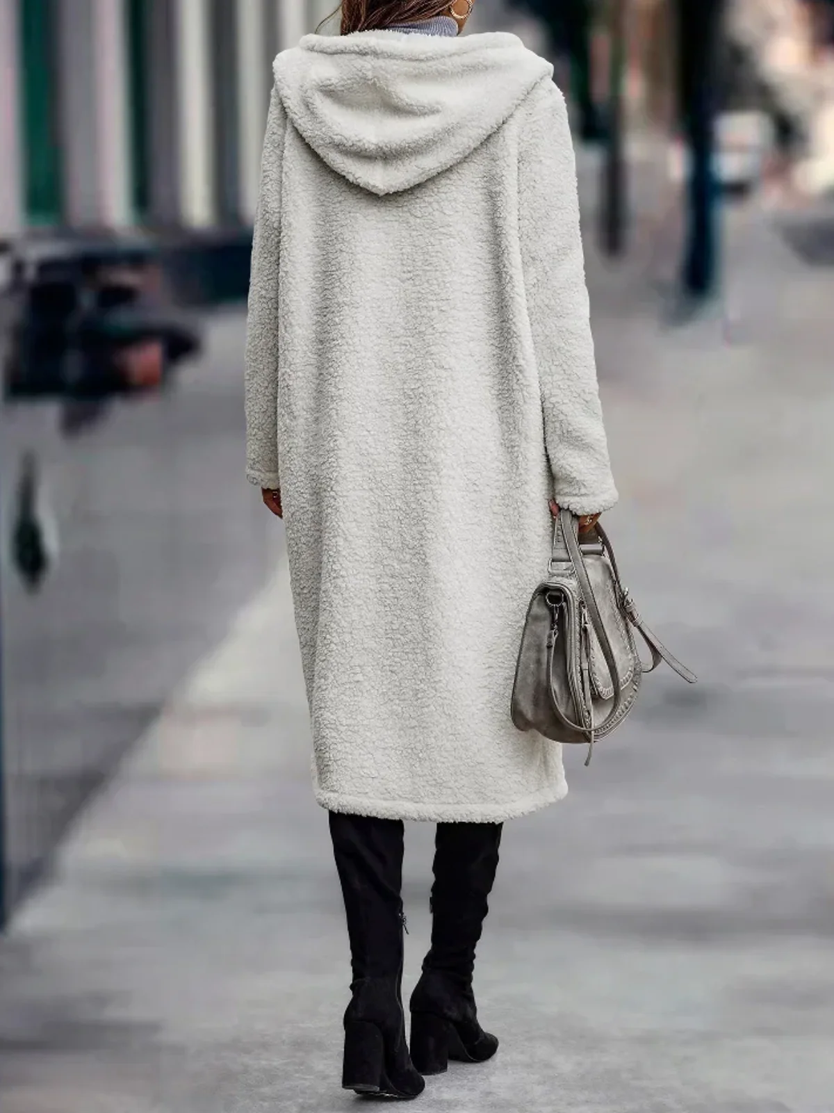 Overcoat Women Warm Hooded Long Teddy Coat Relaxed Fit