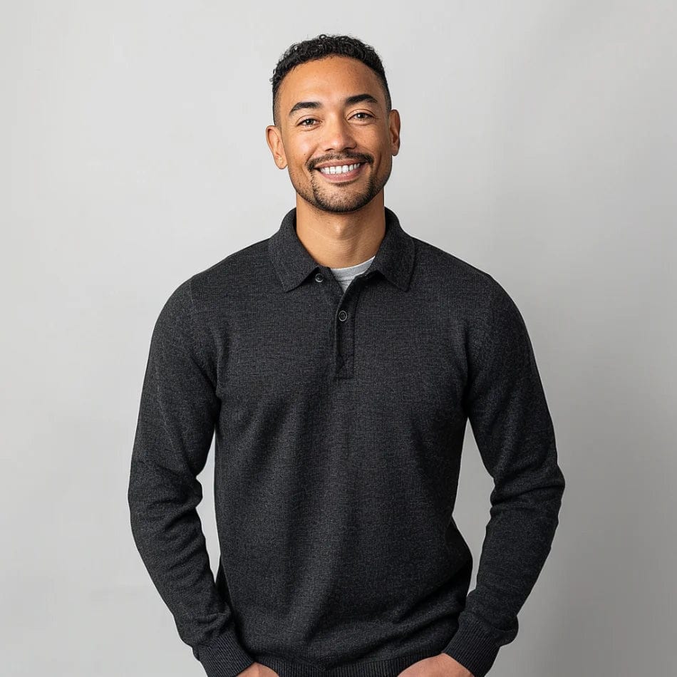 Polo Knit Sweater Men Long Sleeve Casual Pullover