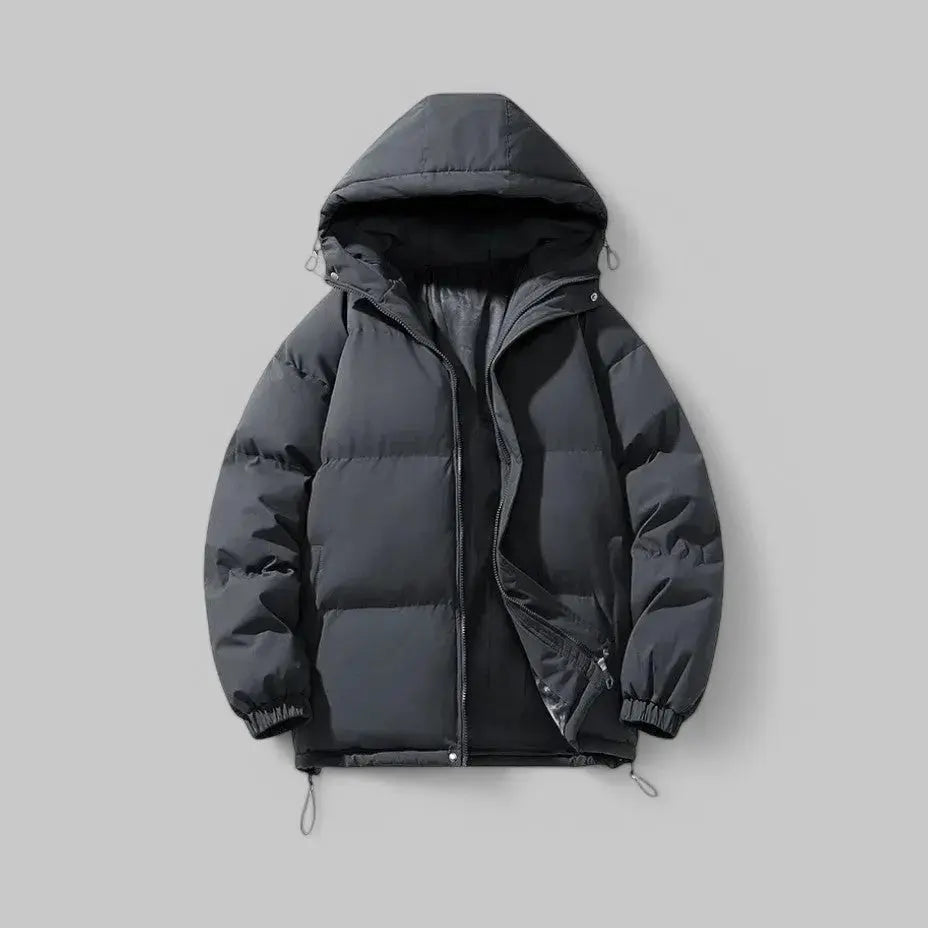 Puffer Jacket Women Hooded Insulated Quilted Drawcord Hem