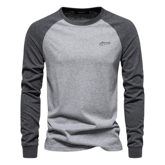 Men’s Raglan Shirt – Long Sleeve – Crew Neck – Regular Fit – Casual Sportswear