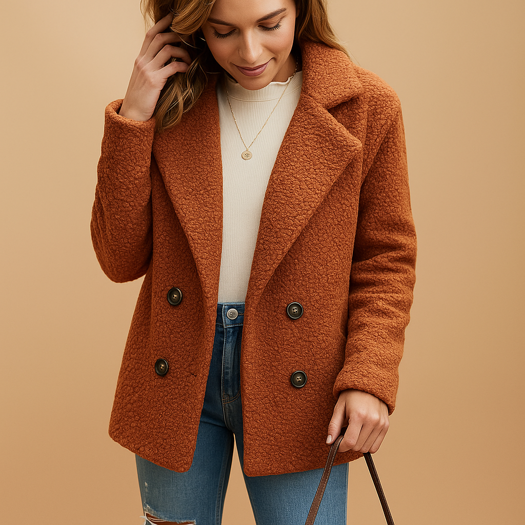 Short Winter Coat Women Tailored Fit Button Style