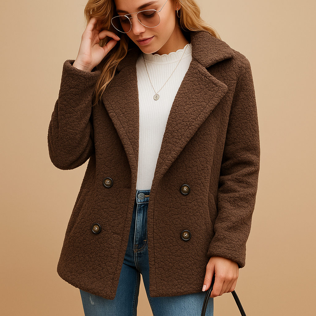 Short Winter Coat Women Tailored Fit Button Style