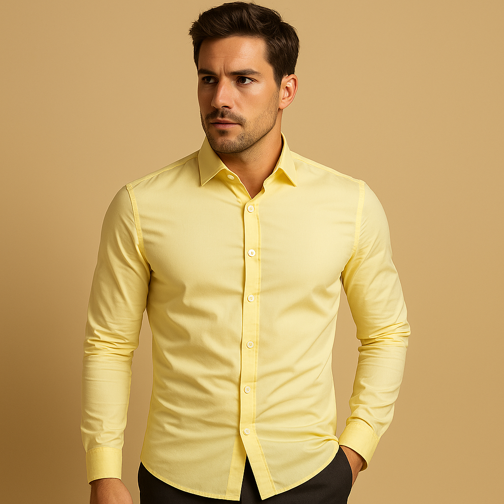 Shirt Men Slim Fit Turndown Collar Modern Style