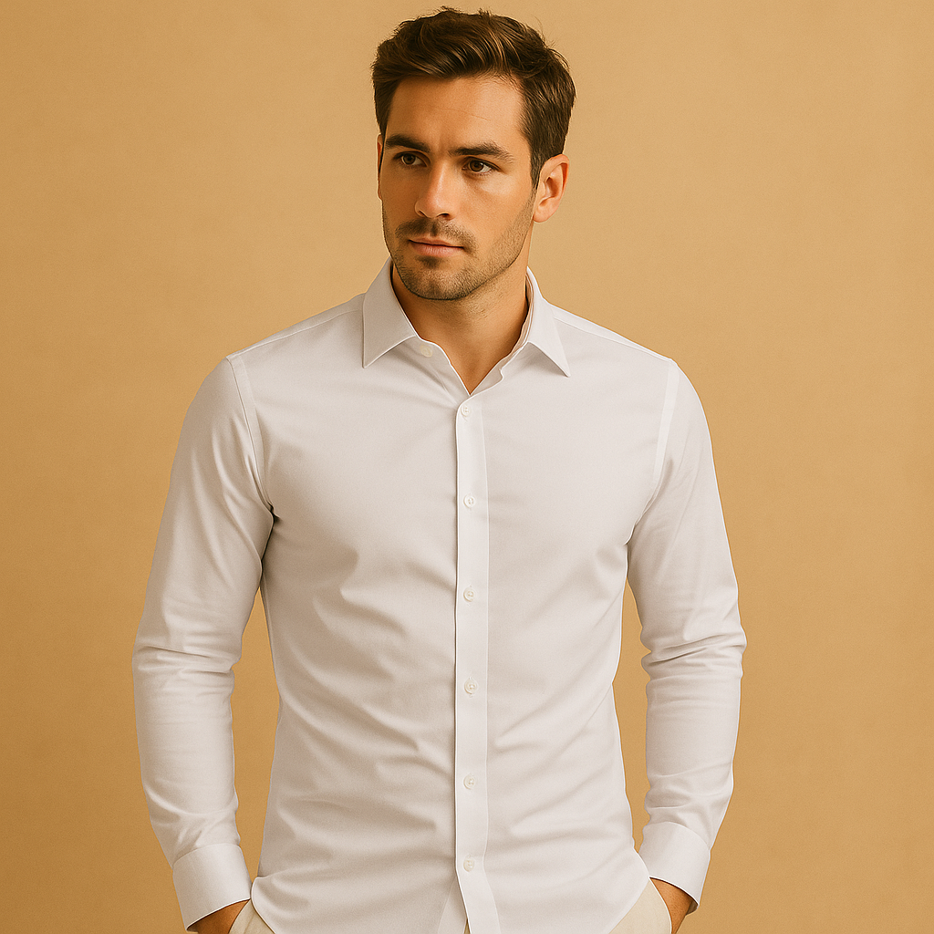 Shirt Men Slim Fit Turndown Collar Modern Style
