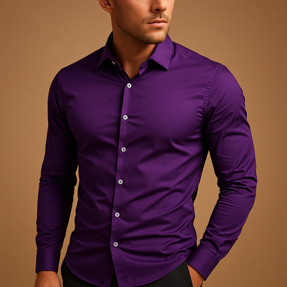 Shirt Men Slim Fit Turndown Collar Modern Style