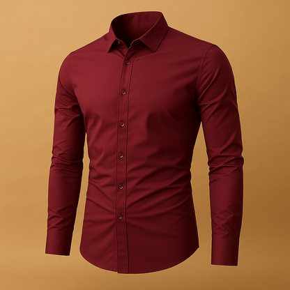 Shirt Men Slim Fit Turndown Collar Modern Style