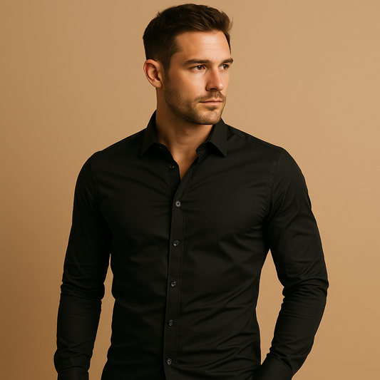 Shirt Men Slim Fit Turndown Collar Modern Style
