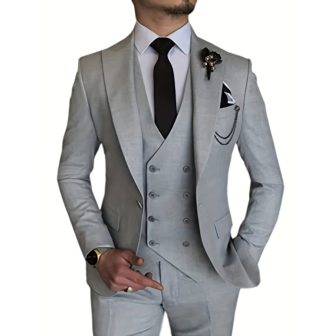 Suit Men Double Breasted Formal Fit Elegant Look