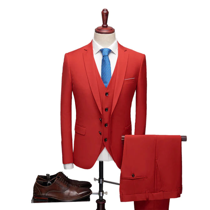 Suit Set Men Slim Fit Formal Wear Classic Look