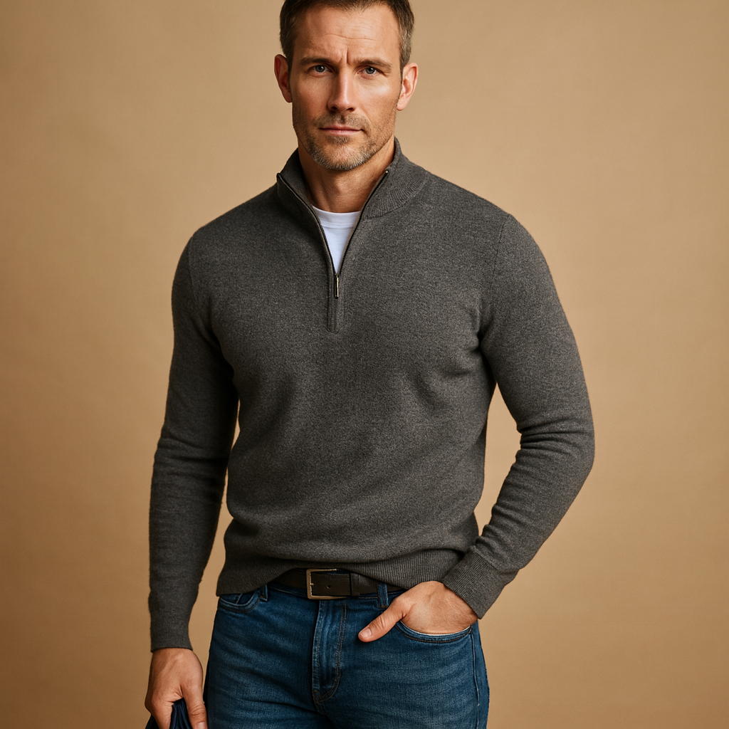 Sweater Men Comfortable Fit Front Zipper Closure for Daily Use