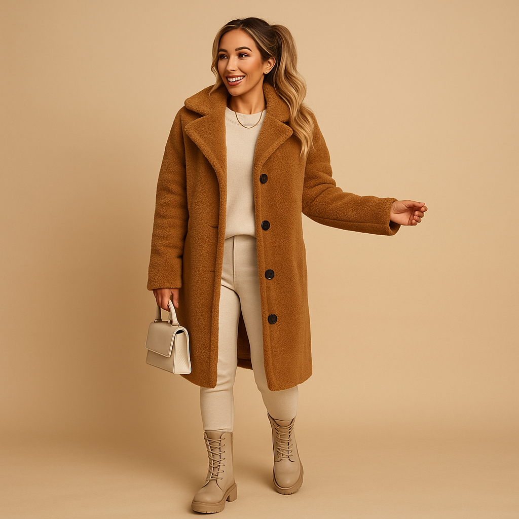 Teddy Coat Women Long Relaxed Fit Warm Outerwear