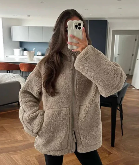 Teddy Coat Women Warm Zip Up Cozy Winter Jacket