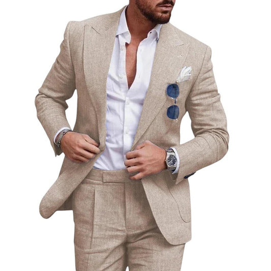 Men’s linen wedding suit – 2-piece single-breasted summer set