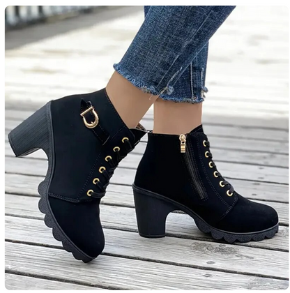 Ankle Boots Women Lace Up Side Zip Fastening Winter Ankle Boots