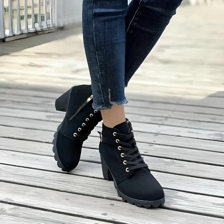 Ankle Boots Women Lace Up Side Zip Fastening Winter Ankle Boots