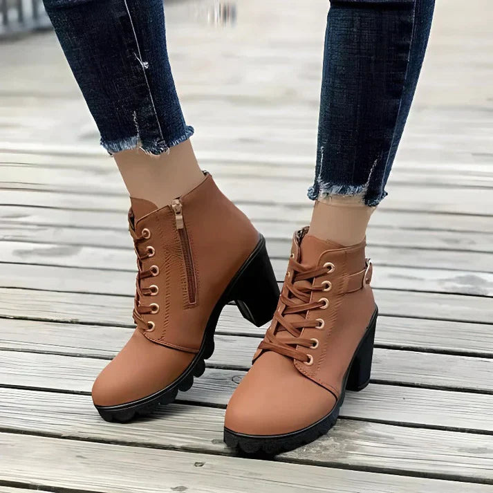 Ankle Boots Women Lace Up Side Zip Fastening Winter Ankle Boots