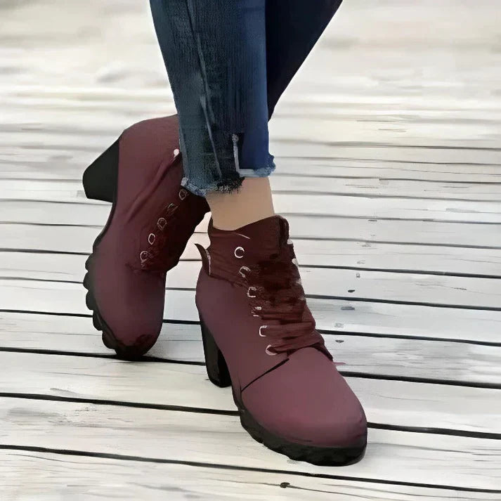 Ankle Boots Women Lace Up Side Zip Fastening Winter Ankle Boots