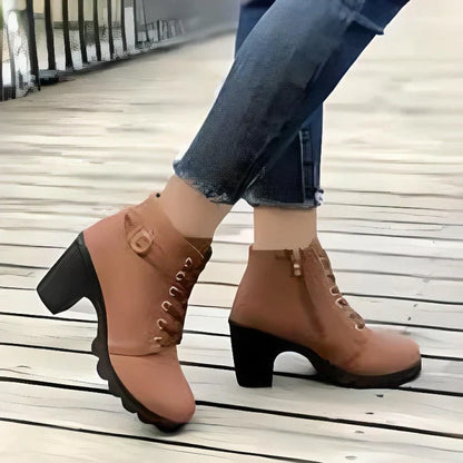 Ankle Boots Women Lace Up Side Zip Fastening Winter Ankle Boots