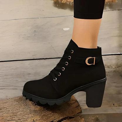 Ankle Boots Women Lace Up Side Zip Fastening Winter Ankle Boots