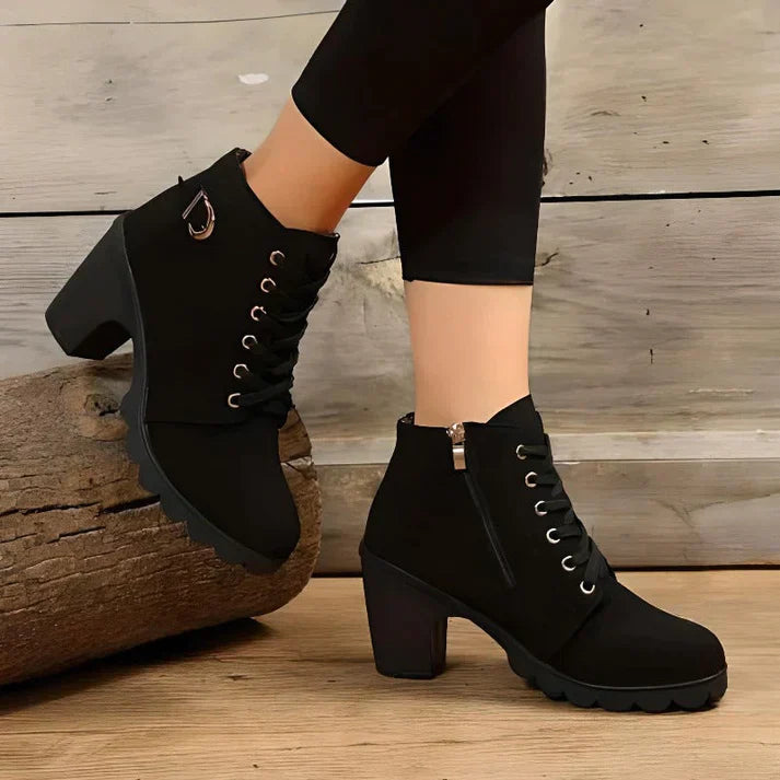 Ankle Boots Women Lace Up Side Zip Fastening Winter Ankle Boots