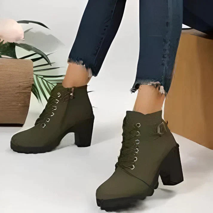 Ankle Boots Women Lace Up Side Zip Fastening Winter Ankle Boots